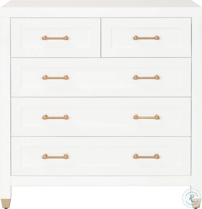 Stella Traditions Matte White 5 Drawer High Chest