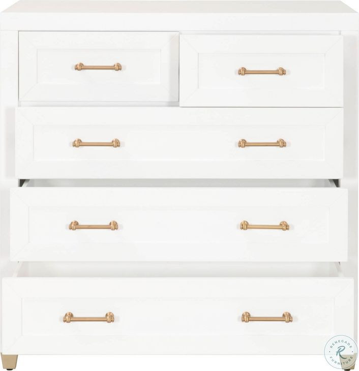 Stella Traditions Matte White 5 Drawer High Chest