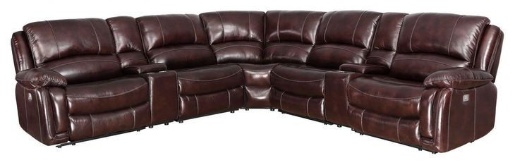 Denver Brown 6 Piece Modular Power Reclining Sectional with USB Charging