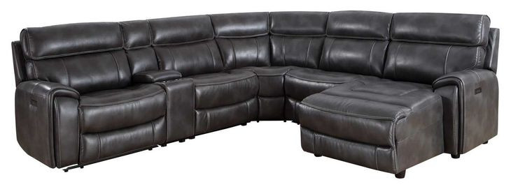 Provo Gray 6 Piece Modular Dual Power Reclining Sectional with USB Charging