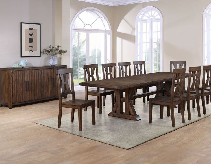 Auburn Brown Extendable Rectangular Dining Room Set