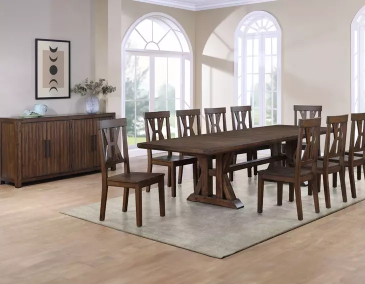 Auburn Brown Extendable Rectangular Dining Room Set
