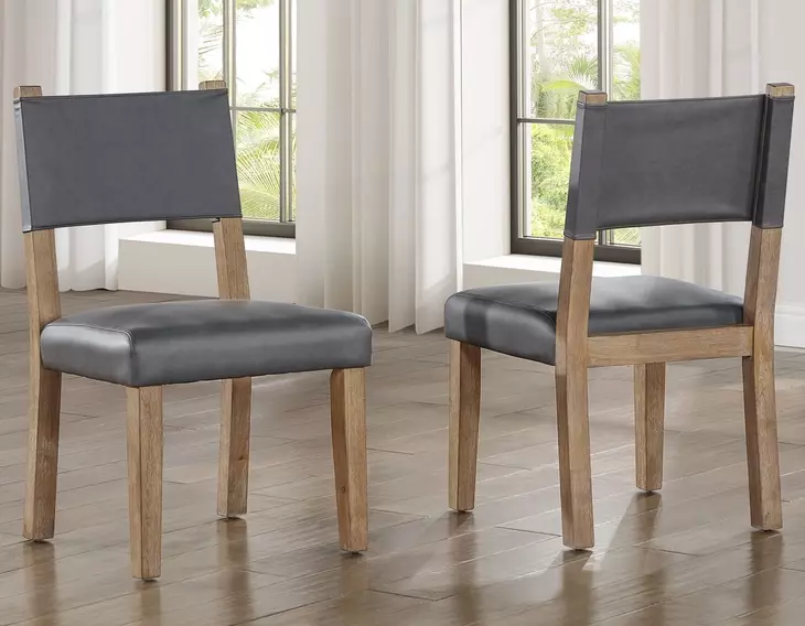Aubrey Brown Strap Back Side Chair Set of 2