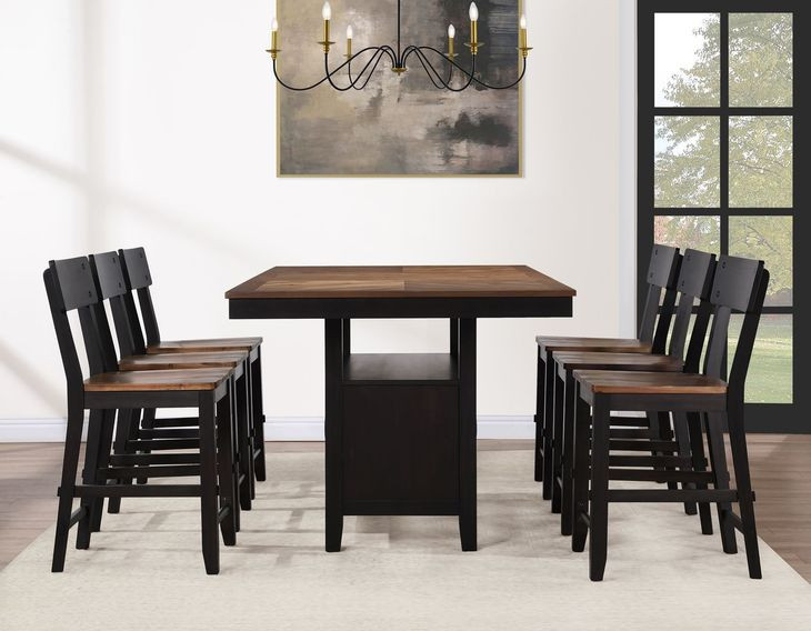 Bermuda Black Extendable Rectangular Counter Height Dining Room Set