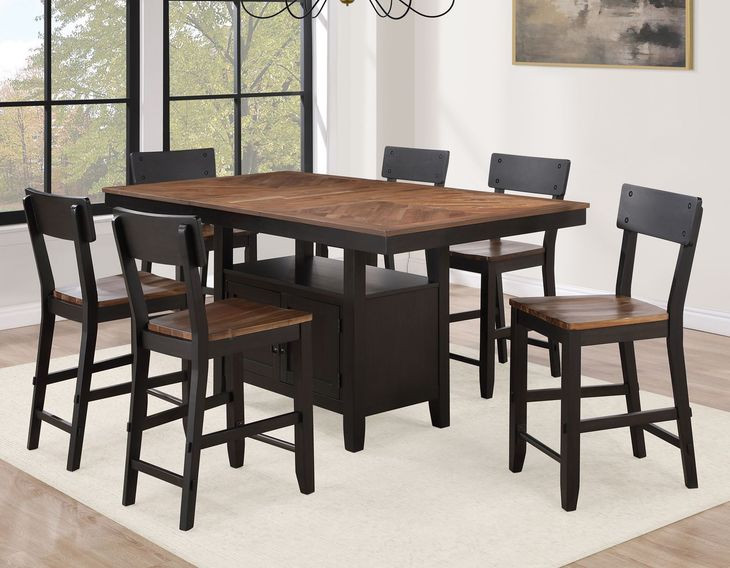 Bermuda Black Extendable Rectangular Counter Height Dining Room Set