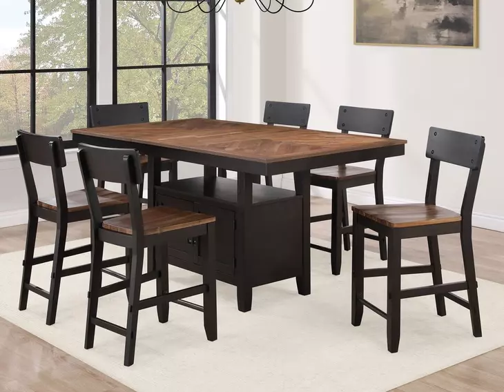 Bermuda Black Extendable Rectangular Counter Height Dining Room Set