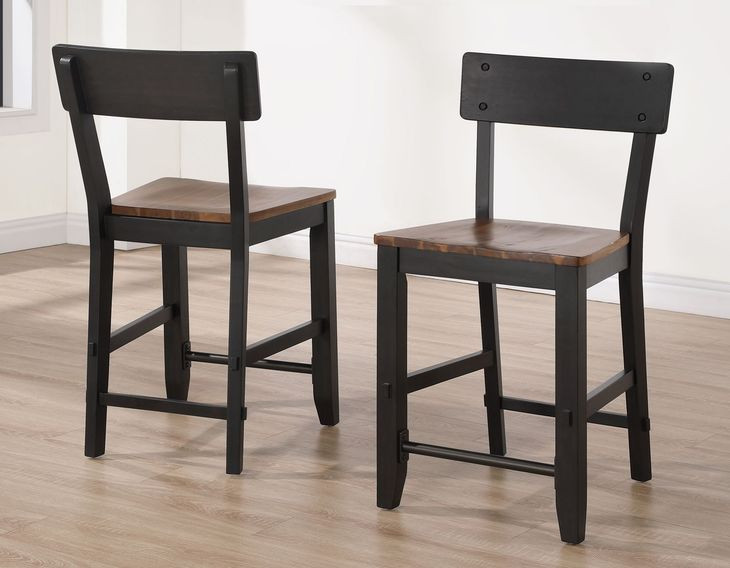 Bermuda Black 24" Short Back Counter Height Stool Set of 2