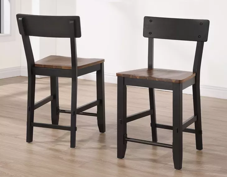 Bermuda Black 24" Short Back Counter Height Stool Set of 2