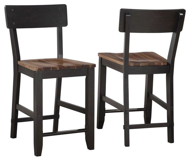 Bermuda Black 24" Short Back Counter Height Stool Set of 2