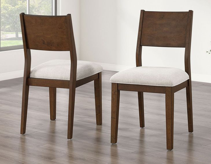 Canton Brown and Beige Cushioned Seat Side Chair Set of 2