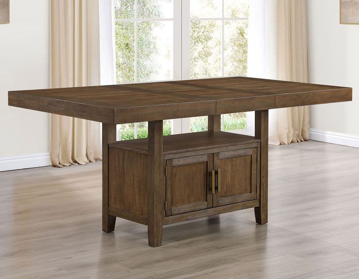 Garland Brown 80" Extendable Rectangular Counter Height Table with Storage
