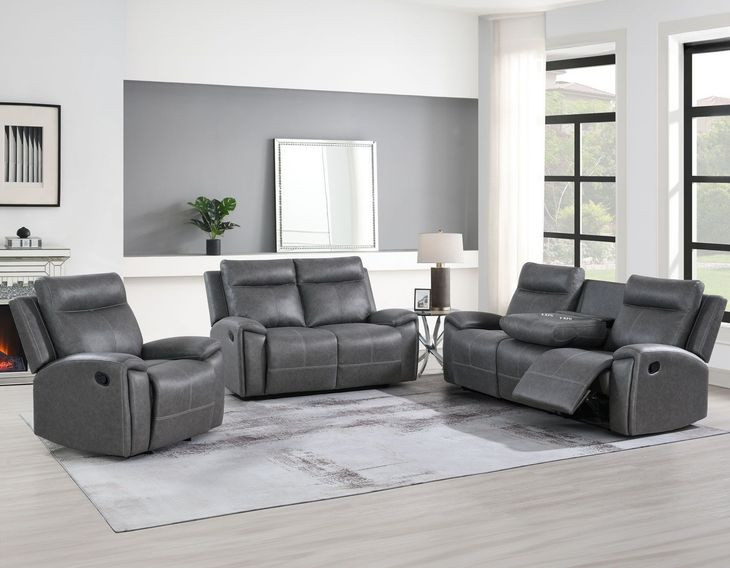 Gaston Gray Manual Reclining Living Room Set