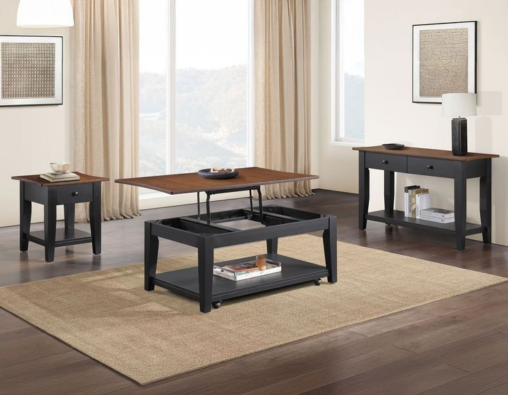 Joplin Black and Brown Rectangular Sofa Table