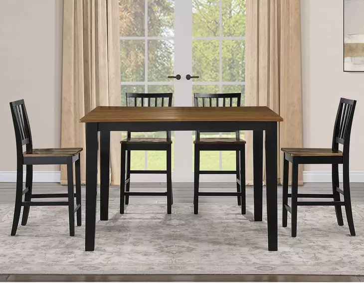 Joplin Black and Brown 54" Extendable Square Counter Height Dining Table