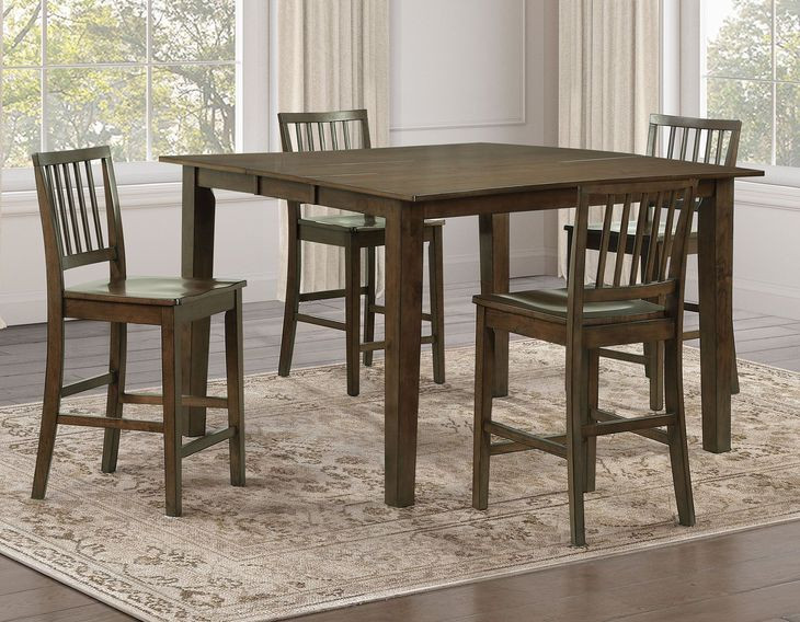 Joplin Brown Extendable Rectangular Counter Height Dining Room Set