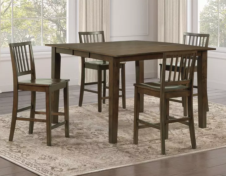 Joplin Brown Extendable Rectangular Counter Height Dining Room Set
