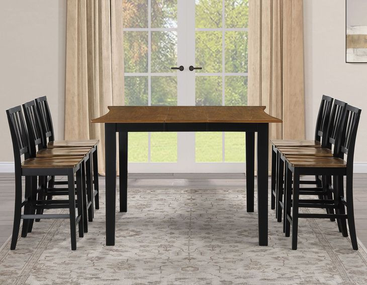Joplin Black and Brown Extendable Square Counter Height Dining Room Set