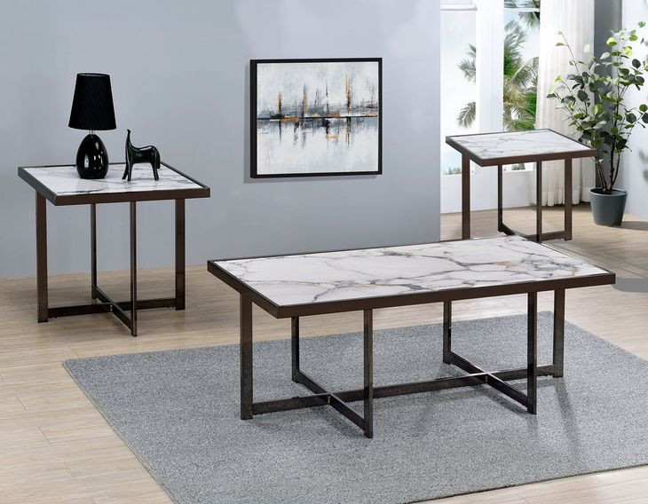 Kayley White Rectangular Sintered Stone Ocassional Table