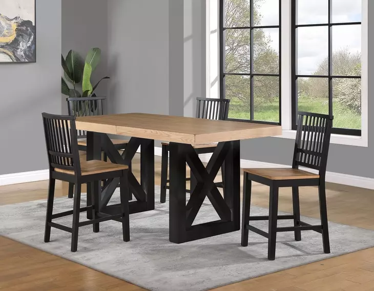 Magnolia Brown Extendable Rectangular Counter Height Dining Roon Set