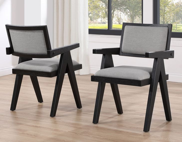 Magnolia Black Short Back Arm Chair Set of 2