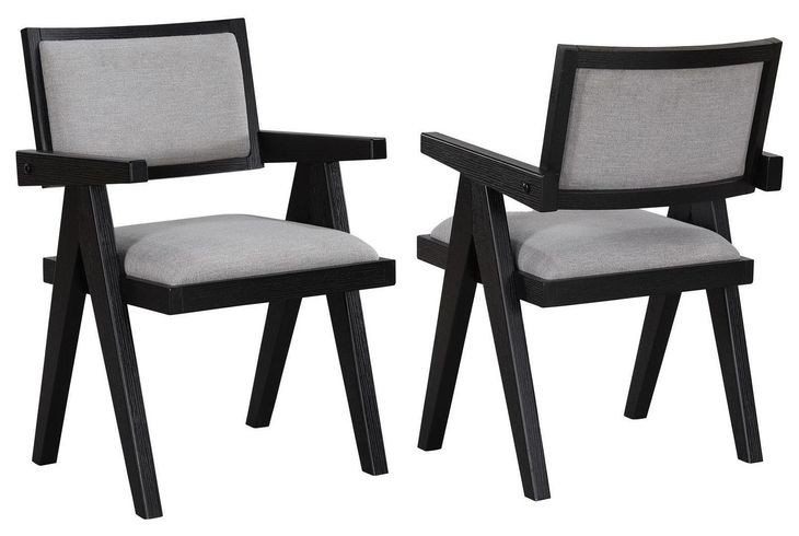 Magnolia Black Short Back Arm Chair Set of 2