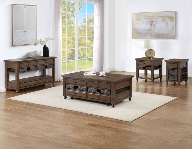 Oliver Brown Rectangular Lift Top Cocktail Table with Casters