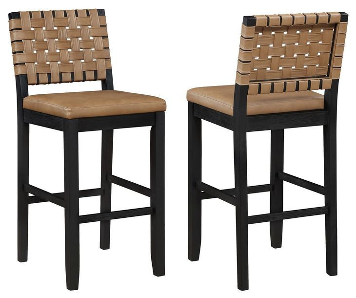 Reid Brown Vegan Leather Bar Chair Set of 2