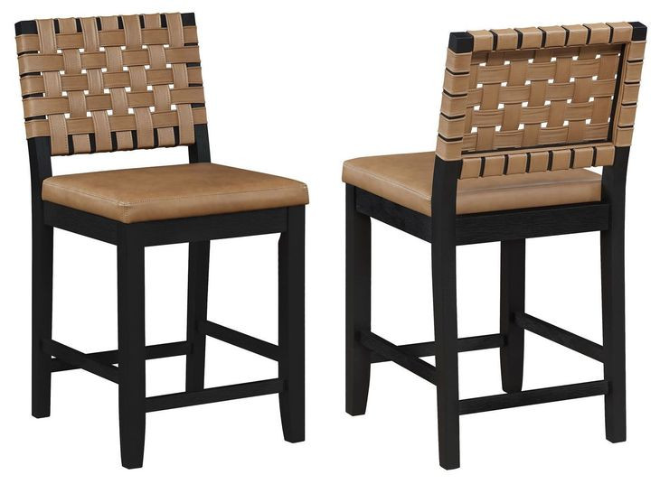 Reid Brown Vegan Leather Counter Height Chair Set of 2