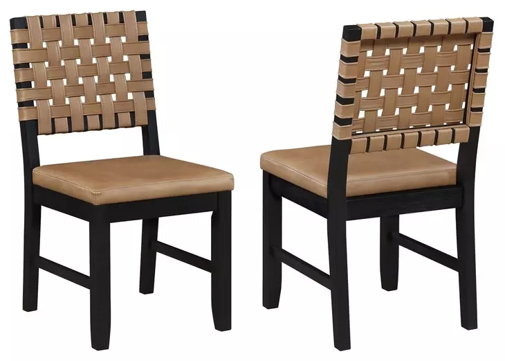 Reid Brown Vegan Leather Upholstered Side Chair Set of 2