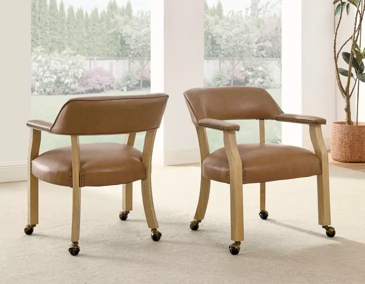 Rylie Brown Captains Chair with Casters and Nailhead Trim