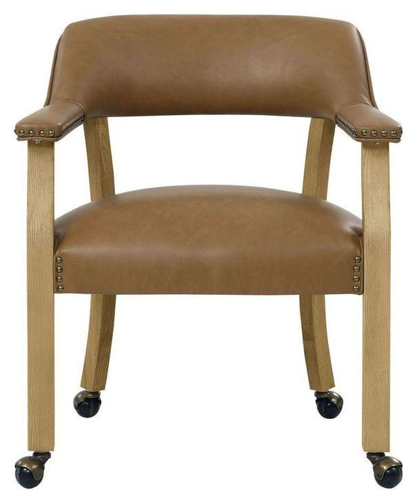 Rylie Brown Captains Chair with Casters and Nailhead Trim