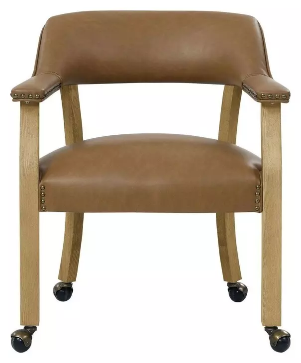 Rylie Brown Captains Chair with Casters and Nailhead Trim