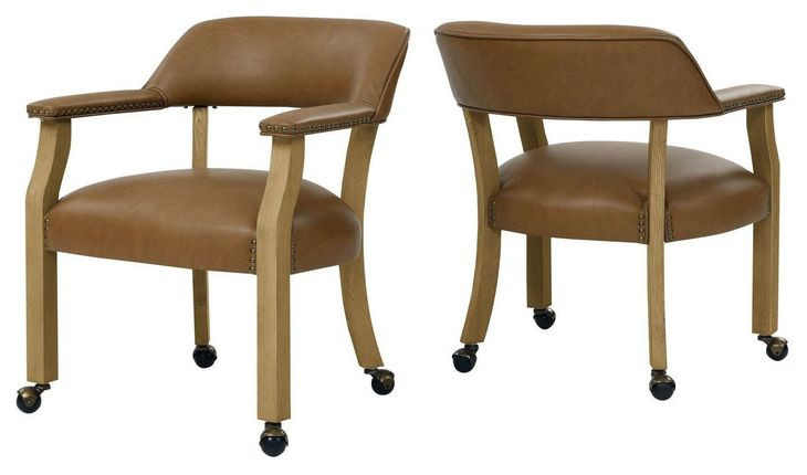 Rylie Brown Captains Chair with Casters and Nailhead Trim