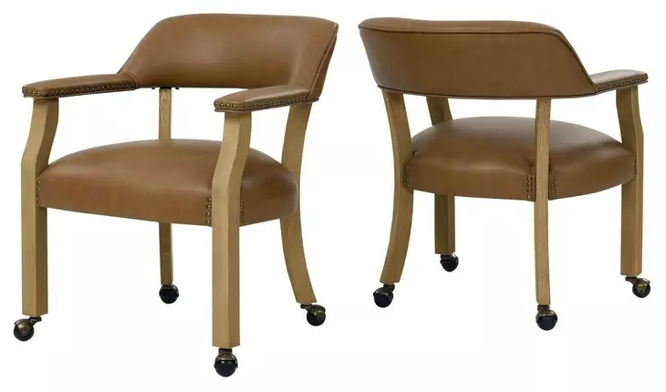 Rylie Brown Captains Chair with Casters and Nailhead Trim
