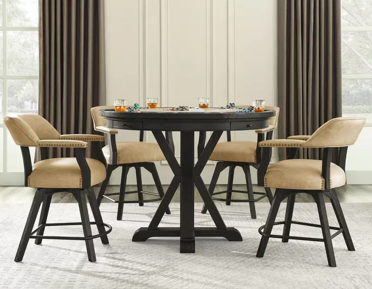 Rylie Black Round Game Top Storage Dining Dining Room Set