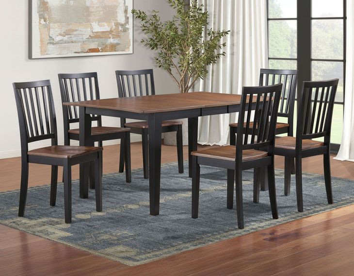 Joplin Walnut and Ebony 62" Extendable Rectangular Dining Table