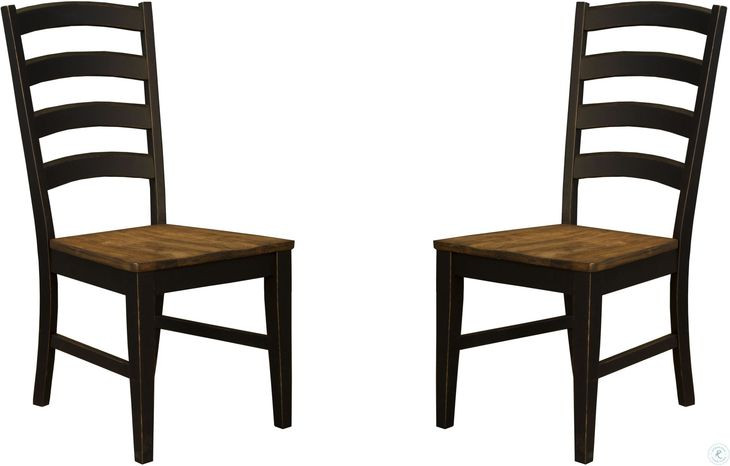 Stormy Ridge Chickory and Slate Black Ladderback Side Chair Set of 2