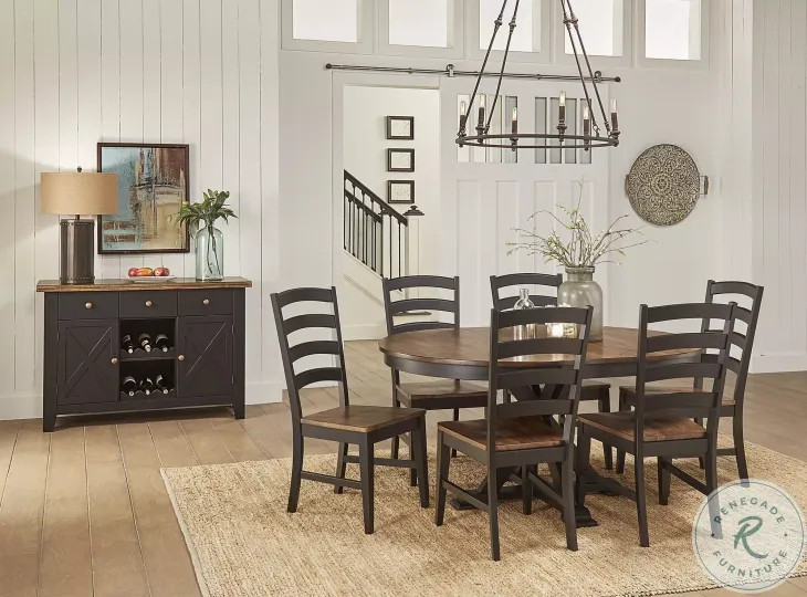 Stormy Ridge Chickory Black Extendable Oval Dining Room Set