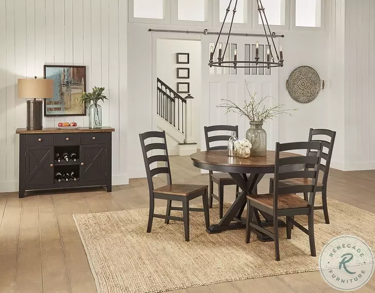Stormy Ridge Chickory Black Extendable Oval Dining Room Set