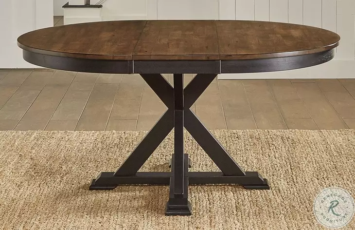 Stormy Ridge Chickory Black 63" Extendable Oval Dining Table