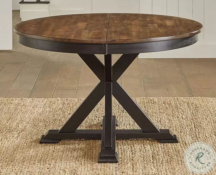Stormy Ridge Chickory Black 63" Extendable Oval Dining Table