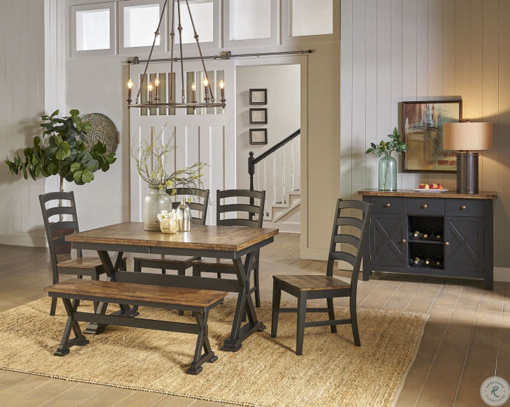 Stormy Ridge Chickory and Slate Black Ladderback Side Chair Set of 2