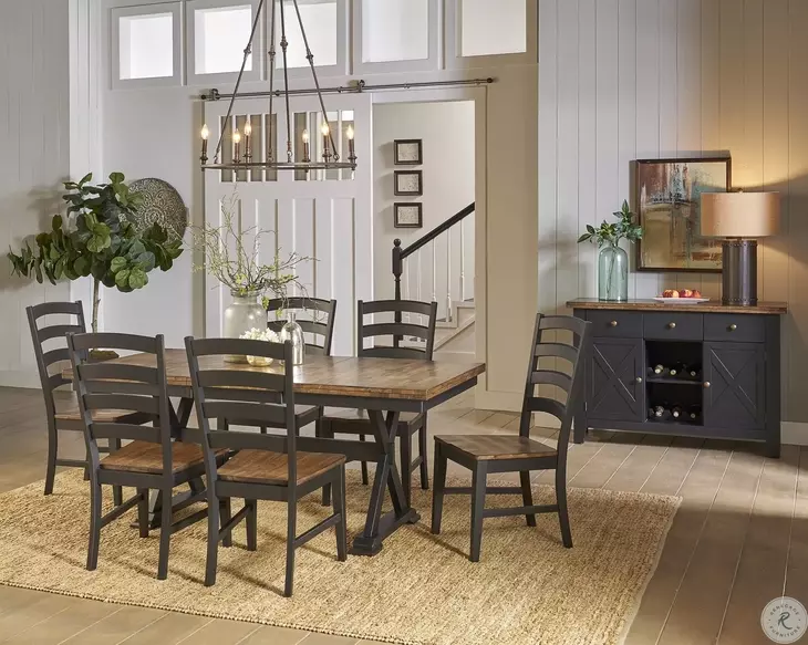 Stormy Ridge Chickory Black Extendable Rectangular Dining Room Set