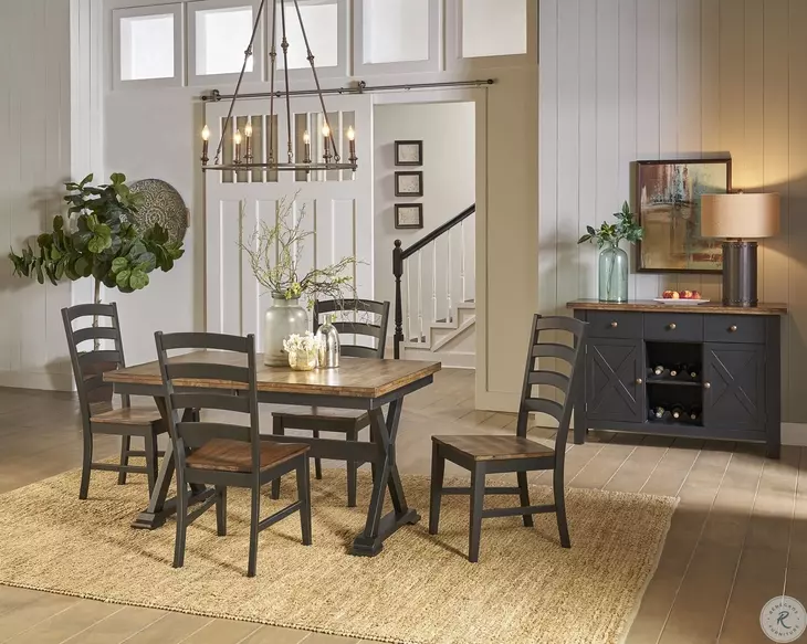 Stormy Ridge Chickory Black Extendable Rectangular Dining Room Set