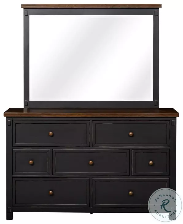 A-America Stormy Ridge Dresser & Mirror, Chicory / Black