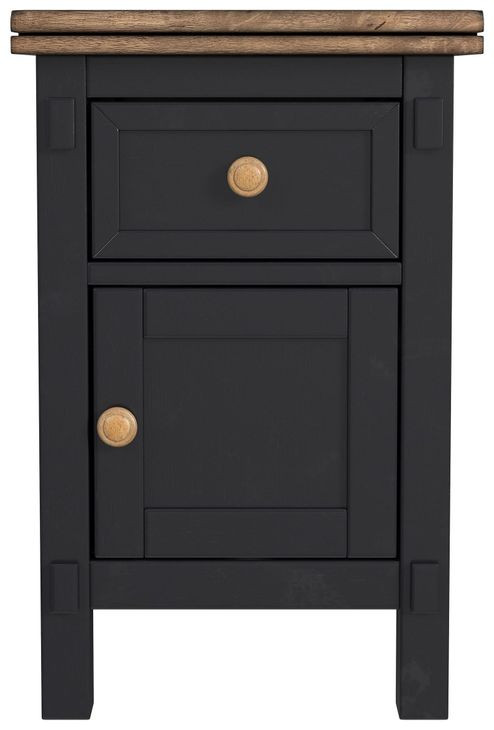 Stormy Ridge Chicory Black and Brown Rectangular Chairside Table with USB Charging