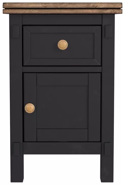 Stormy Ridge Chicory Black and Brown Rectangular Chairside Table with USB Charging