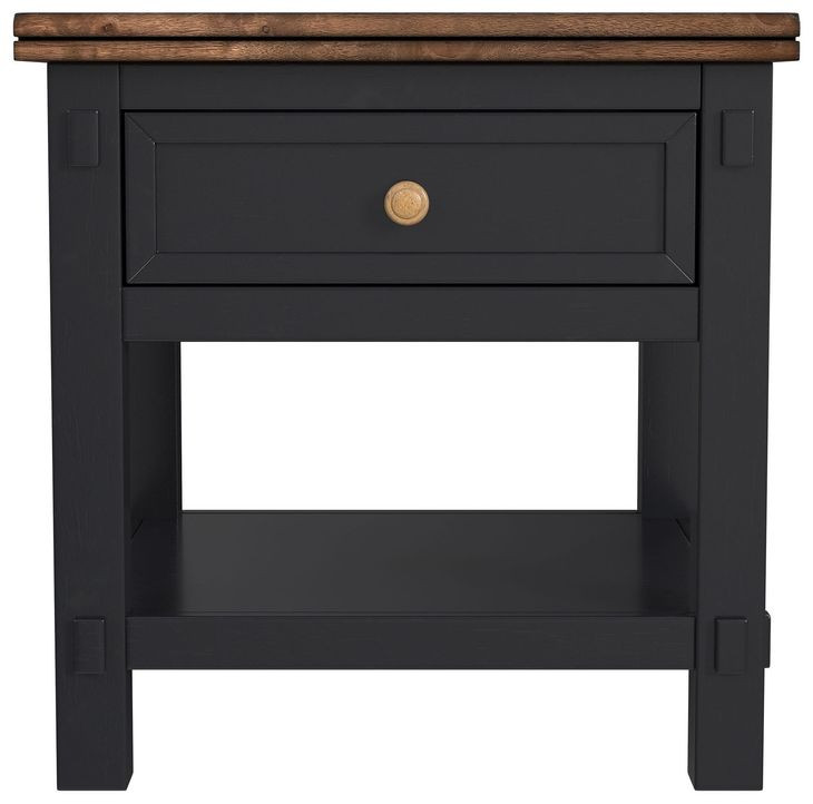 Stormy Ridge Chicory Black and Brown Rectangular End Table with USB Charging