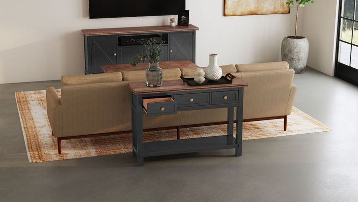 Stormy Ridge Chicory Black and Brown Rectangular Sofa Table