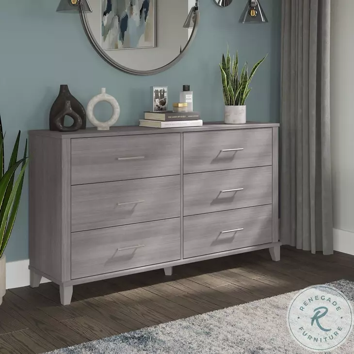 Somerset Platinum Gray 6 Drawer Dresser